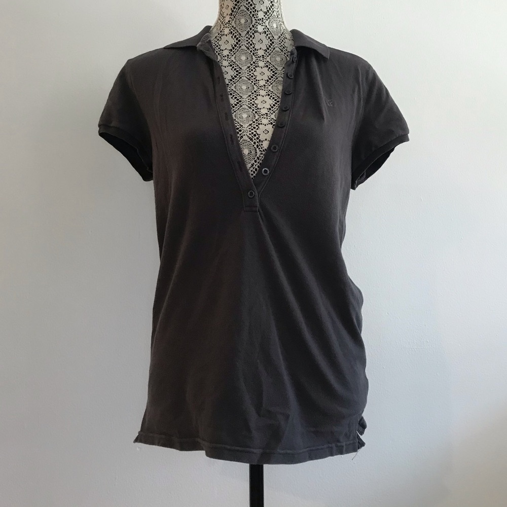 American Eagle Eagle Polo Deep Button V neck